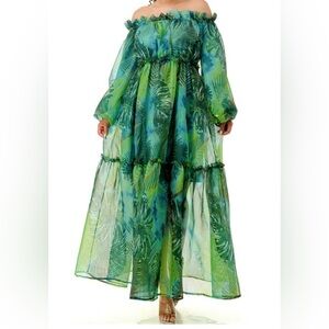 Tropical Green Maxi Dress